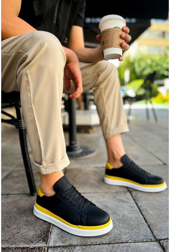 CH979 - Santoni GBT Spor Erkek Ayakkabı SIYAH/SARI