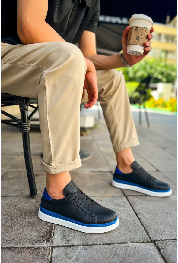 CH979 - Santoni GBT Spor Erkek Ayakkabı SIYAH/MAVI