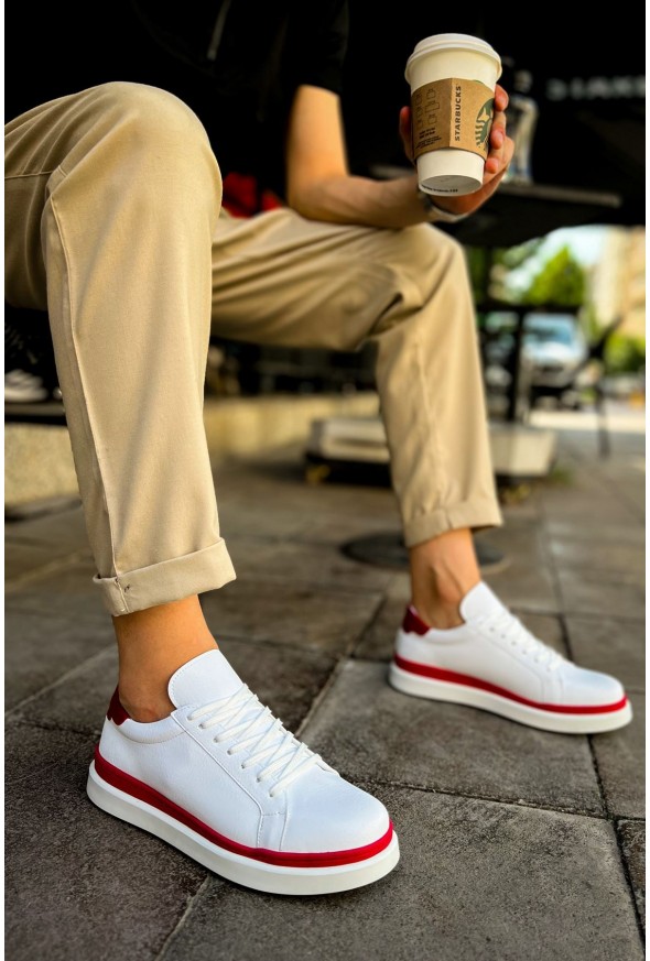 CH979 - Santoni GBT Spor Erkek Ayakkabı BEYAZ/KIRMIZI