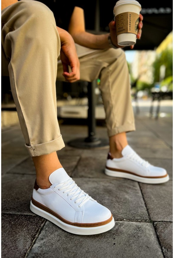 CH979 - Santoni GBT Spor Erkek Ayakkabı BEYAZ/TABA
