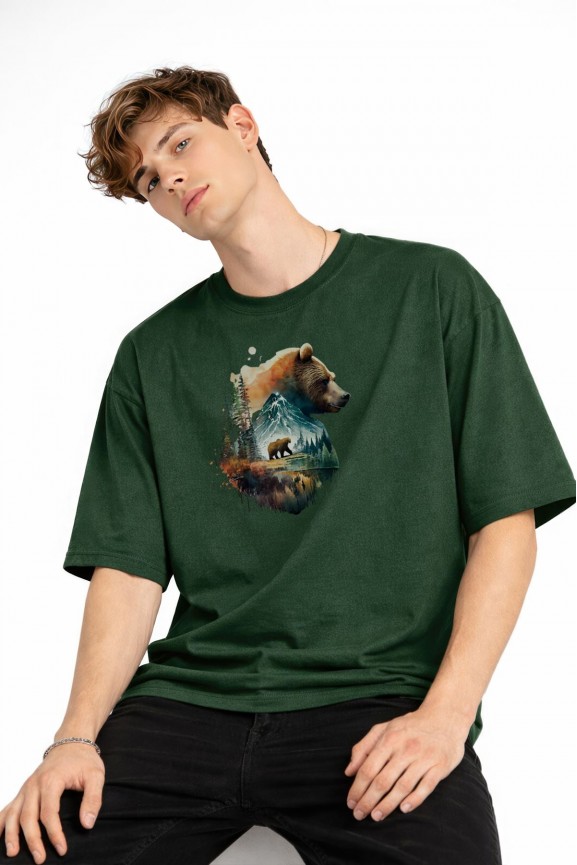 Bear2 - Oversize Tişört HAKI