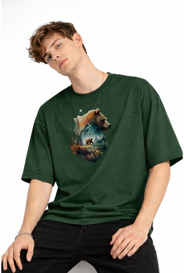 Bear2 - Oversize Tişört HAKI